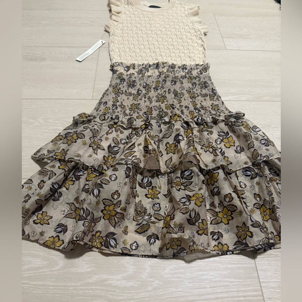 Anthropologie Current Air Ruffle Crewneck Mini Sweater Dress - Picture 4 of 10